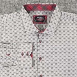 Maceoo Shirt Mens 3XL Gray Geometric Button Up Long Sleeve Italian Cotton Casual